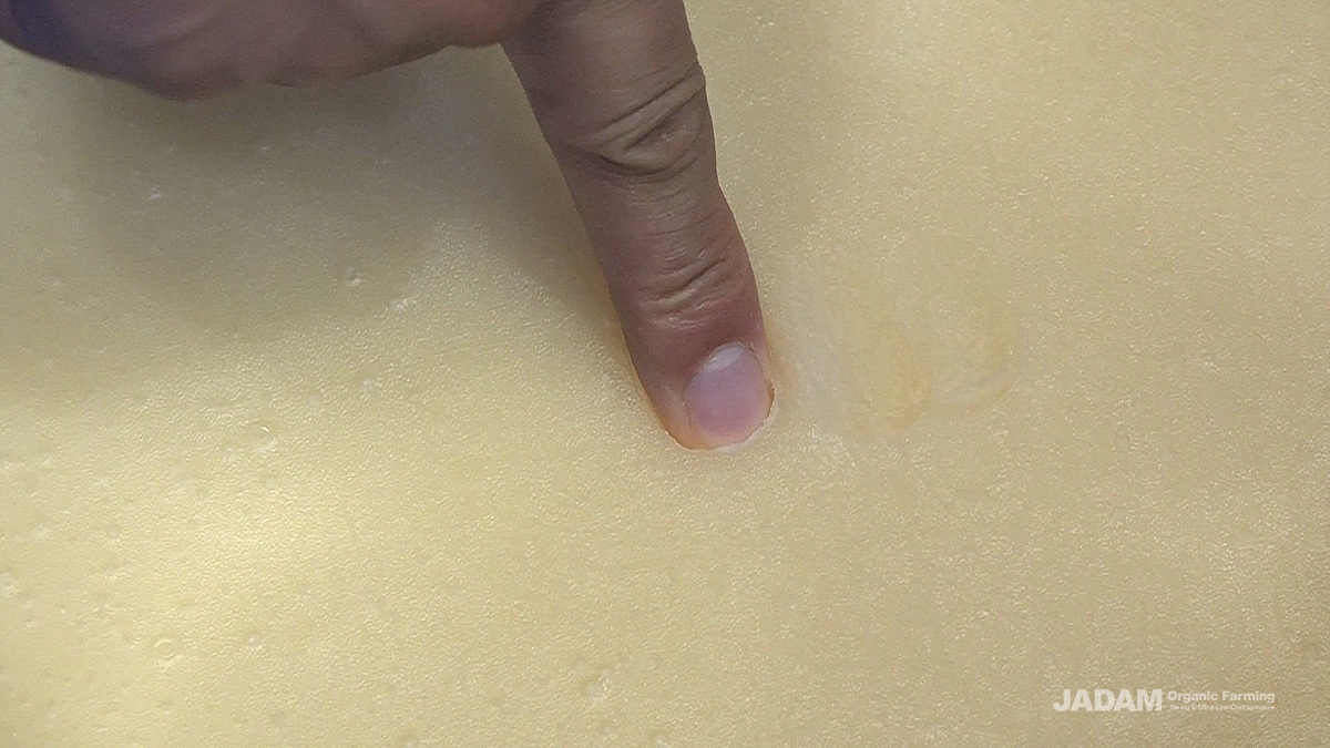 After three days, it doesn't go in even when pressed with hands and hardens like a soft soap.